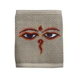 Lamatar1 Himalaya Chanvre Coton Oeil de Bouddha Design Élégant Portefeuille d'argent à usage quotidien à 5 poches avec fermeture éclair Fait à la main au Népal - Product Image 1