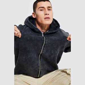 YSJY sudaderas con capucha personalizadas Streetwear algodón francés Terry Vintage estampado de diamantes de imitación peso pesado lavado ácido de gran tamaño para invierno térmico - Product Image 5