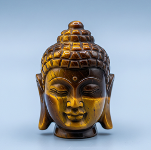 Cabeza de Buda DE LA India hecha a mano, estatua de grabado religioso, piedra preciosa de ojo de tigre Natural, piedra semipreciosa artesanal para piedra curativa - Product Image 4