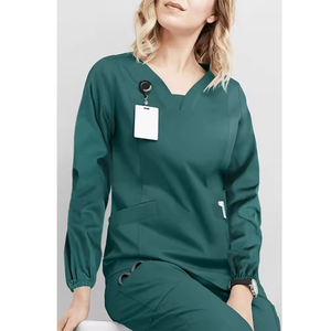 ชุดยูนิฟอร์มพนักงานโรงพยาบาลสำหรับทุกเพศ ผ้าด็อบบี้คอตตอนคุณภาพสูง ระบายอากาศ แห้งเร็ว ปรับแต่งได้ พร้อมเข็มเย็บ - Product Image 3