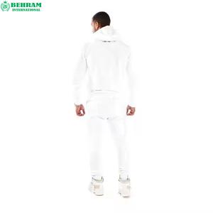 Sweat à capuche personnalisé Streetwear en coton épais écologique, ensemble de survêtement coupe droite avec pantalon évasé - Product Image 4