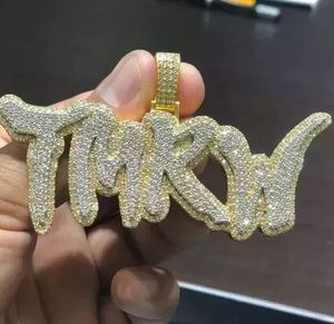 Joyería de Plata de Ley con Baño de Oro Amarillo de 14K Personalizable, con Diamante Real de 3.30 Ct, Diseño Clásico de Letras, para Fiestas - Product Image 3