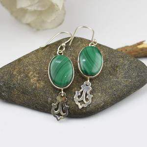Boho Style 925 Sterling Silver Malachite Gemstone Boucles d'oreilles Bijoux Boucles d'oreilles faites à la main Bijoux pour femmes Cadeau de mariage pour elle - Product Image 2
