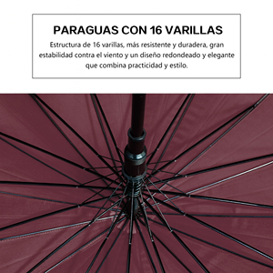 Parapluie élégant automatique grand format pour hommes et femmes, résistant au vent et à l'eau, avec poignée incurvée, design classique et long - Product Image 3