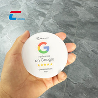 Placa NFC de Reseña de Google con Chip Regrabable de 13.56MHz, Etiqueta Adhesiva RFID para Reseñas, Señal Redonda Personalizada para Opiniones Comerciales