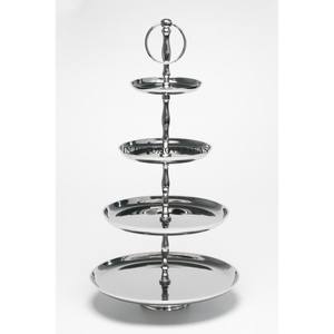 แท่นวางเค้กขอบ3ชั้นทำจากโลหะสีเงินขัดเงาอุปกรณ์ตกแต่งงานแต่งงานดีไซน์หรูหรา - Product Image 4