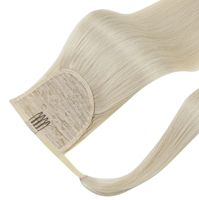 Queue de cheval à enrouler double épaisseur, 60 couleurs, blond platine, en cheveux humains vierges Remy russes européens, extensions DIY à faire soi-même à la maison