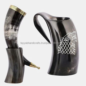 Chope en corne de buffle Viking pour vin, bière, eau, chope à boire sculptée en corne de buffle - Product Image 1