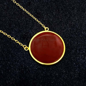 Venta al por mayor de piedras preciosas de ónix rojo collar de cadenas finas - Product Image 5