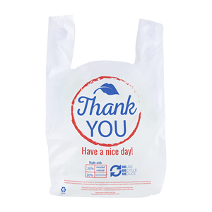 Bolsas de plástico para camisetas biodegradables ecológicas OEM/ODM Bolsas de compras coloridas "Gracias" para supermercados al por mayor - Product Image 1
