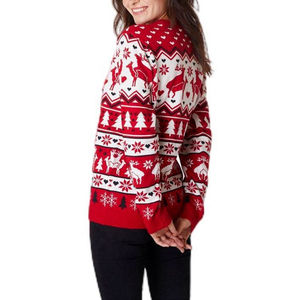 OEM Unisex ciervo Jacquard patrón 100% algodón cuello redondo manga larga Anti-encogimiento Frente Cálido transpirable invierno hombres Jersey de punto - Product Image 5