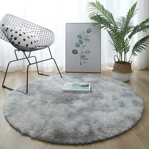 Tapis moderne en soie et laine sur mesure, hauteur de poils 5-6 mm, design circulaire moelleux, fabriqué à la machine pour la maison et le bureau, lavable en machine - Product Image 3