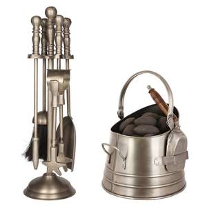 Classic hearthside iron fire <b>tools</b> <b>set</b> for antique themed homes with practical usage and decorative appeal - Product Image 5