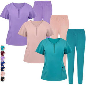 Conjuntos de Uniformes Médicos OEM de Manga Corta para Enfermeras, Trajes Quirúrgicos Personalizados de Spandex/Poliéster, Venta Caliente - Product Image 1