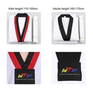 Nueva manga larga Gi uniforme Tkd disfraces ropa blanca Taekwondo uniformes Wtf Karate Judo Dobok ropa niños adultos Unisex - Product Image 5