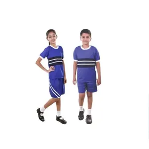 Good Quality Wholesale School Uniform Short Sleeves Blue Polo T shirt For Unisex Kids Wear