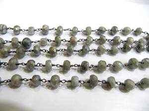 Perles à facettes en Labradorite Silverite naturelle de haute qualité taille 6 à 7mm pour la fabrication de bijoux chaîne de chapelet - Product Image 2