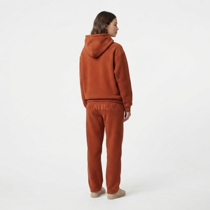Womens Rust Orange Fleece Hoodie Tracksuit <b>Set</b> Pullover Sweatshirt <b>Jogger</b> Pants <b>Matching</b> Casual Streetwear Loungewear - Product Image 2