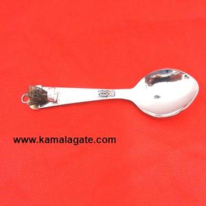 Venta al por mayor de cuchara curativa de metal plateado, piedra preciosa de ágata amatista tallada, piedra Angélica curvada, artesanías de piedra semipreciosa en venta - Product Image 3