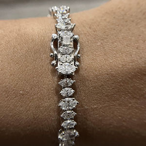 Pulsera de tenis con pavé de moissanita talla marquesa en plata de ley 925, joyería brillante para mujer, regalo de lujo - Product Image 2