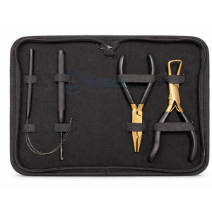 Kit d'outils de pose d'extensions capillaires plaqué or chirurgical intensif avec pinces et 12 clips premium pour usage professionnel haute précision - Product Image 6
