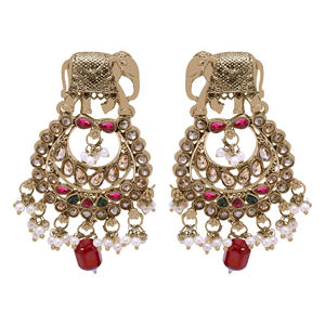 Pendientes colgantes AD inversos tradicionales, Pendientes chapados en Mehandi, juego de pendientes de lujo, pendientes de moda, Pendientes colgantes personalizados. - Product Image 2