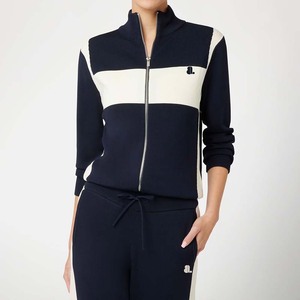 Conjunto de chándal con cremallera de bloque de Color de algodón 100% para mujer, ropa de calle de invierno transpirable, chándal con logotipo frontal, cierre 2 en 1 - Product Image 1