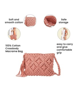 กระเป๋าสะพายข้างผ้าคอตตอนทอสไตล์โบฮีเมียนทำด้วยมือหรูหราสำหรับเดินทางสิ่งจำเป็นในชีวิตประจำวันและนอกสถานที่แบบลำลอง - Product Image 6