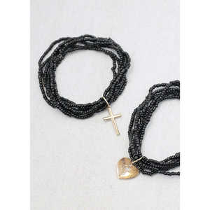 Bracciale a strati placcato oro A3shop con perline a croce, design geometrico religioso di tendenza con perle, diamanti e zirconi, ideale come regalo - Product Image 2