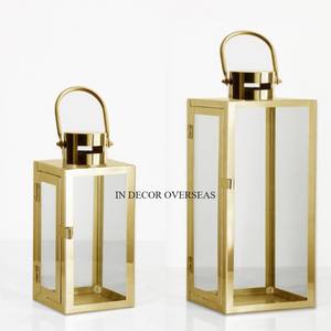 Customized Size And Logo Available Aluminum Casted Silver Shiny Polished And Clear <b>Glass</b> Made Home Decorative Lanterns Supplies - Product Image 2