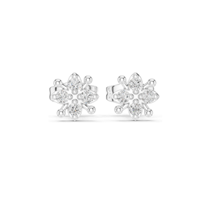 Pendientes de Diamantes Cultivados en Laboratorio con Forma de Flor, 0.144 CT de Peso Total, Oro de 18KT, 14KT, 10KT y Plata 925, Oro Rosa, Amarillo, Blanco - Product Image 3