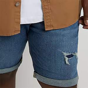 70% coton 2% élasthanne 28% Polyester tissu Denim coupe Skinny ourlet tourné boucles de ceinture Indigo short en jean coupe Skinny - Product Image 5