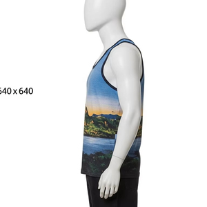 Respirant 100 pour cent coton imprimé hommes débardeurs été sans manches Gym Fitness Muscle chemise vêtements de sport décontractés gilet - Product Image 5