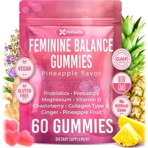 Gummies Premium Équilibre Féminin Probiotiques Yoni avec Collagène Type II et Chasteberry pour le Soutien Digestif - Product Image 1