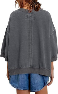 Sudadera con capucha para mujer 100% algodón 380g tela peso talla grande de gran tamaño transpirable Color sólido logotipo personalizado frente - Product Image 4