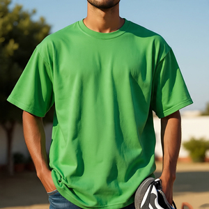 T-shirt ample en coton vierge de haute qualité à épaules tombantes T-shirt surdimensionné de logo d'impression personnalisé lourd - Product Image 3