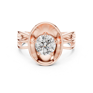 Bague de fiançailles en or jaune 14 carats avec diamant rond de laboratoire |   Nouveau diamant cultivé - Product Image 2