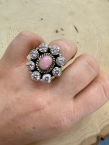 New Design Handmade Pink Conch CZ 925 Sterling Silver Adjustable Fine Jewelry Boho Classical <b>Statement</b> <b>Ring</b> For Party Wedding - Product Image 5