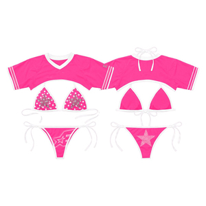 Premium 220 GSM Polyester Spandex <b>Bikini</b> <b>Set</b> <b>Red</b> Blue Contrast Panel Heat Transfer OEM Fit Women <b>Bikinis</b> <b>set</b> - Product Image 4