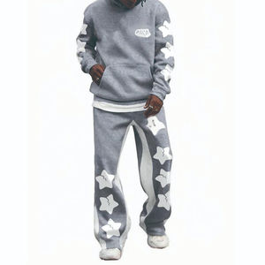 Sudadera con Capucha de Algodón 100% para Hombre, Estilo Vintage, de Invierno, Oversize, con Estampado de Letras y Estrellas, Bloques de Color, Bolsillo Canguro y Cordón Ajustable, Corte Recto - Product Image 4