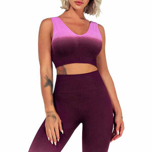Ensemble de yoga personnalisé pour femmes, motif uni, taille haute, tenue de sport, combinaison de sport avec logo frontal, service OEM - Product Image 2