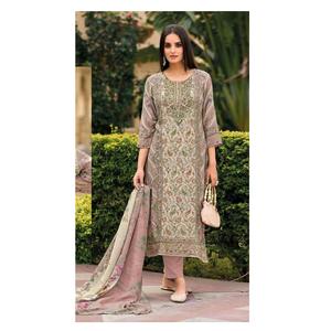 Elegante Conjunto de Kurta y Salwar de Viscosa Muslin con Bordado Aari y Espejo, Estampado Étnico Festivo para Fiesta, Moda Maruti para Mujer Adulta - Product Image 1