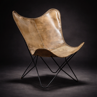 Fauteuil papillon traditionnel en cuir véritable pour la maison, la chambre, le jardin, offrant une assise relaxante et un attrait décoratif polyvalent
