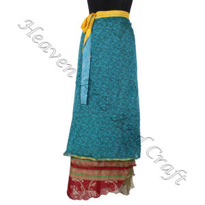 Two Layer Reversible Printed Indian <b>Wrap</b> <b>Skirts</b> Newest Summer Printing Girls Silk <b>Skirt</b> Indian Silk <b>Wrap</b> Vintage Women Handmade - Product Image 3
