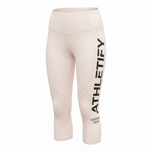 Mallas de yoga con cintura elástica personalizadas para mujer-Mallas de gimnasio sin costuras de cintura alta para yoga y fitness-Proveedor de etiqueta privada - Product Image 1