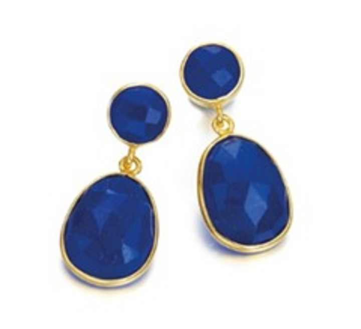 New Arrival Dyed Sapphire Gemstone 925 Sterling Silver Oval Shape Earrings