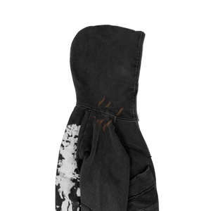 Nouveau Hoodie Unisexe d'Hiver Oversize en Coton 100% Épais avec Fermeture Éclair Intégrale, Effet Délavé Acide, Brodé et Personnalisé, en Polaire Numérique - Product Image 4