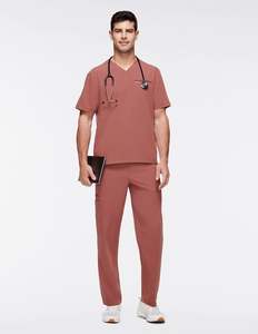 2023 conjuntos de uniformes médicos elásticos para hombres, uniformes de hospital, conjuntos de uniformes médicos, uniforme de manga corta personalizado - Product Image 1