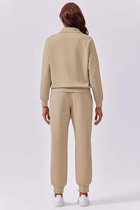 Romeo Industry 2025 Otoño Conjunto de chándal de 2 piezas para mujer Joggers de manga larga Sudadera con media cremallera Trajes a juego para viajes - Product Image 3