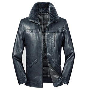 New Men's Black/Green Genuine Leather Waterproof Windproof High Street Style Winter Coat Turn <b>Down</b> Custom - Product Image 5